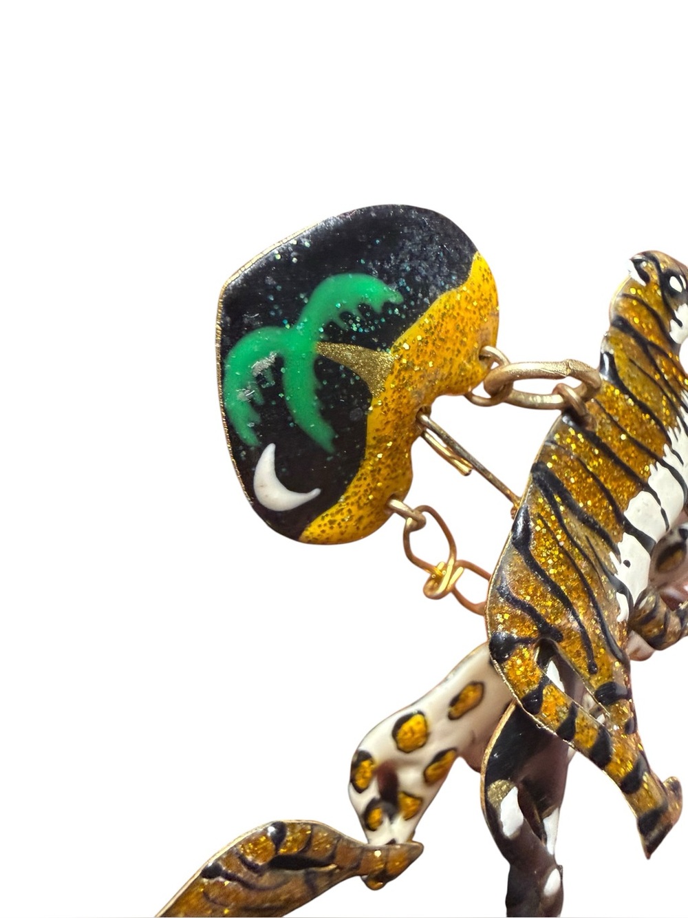 Rare Vintage Lunch at the Ritz Wild Cats “Cat Food” Safari Tiger Leopard Earring - Picture 4 of 9